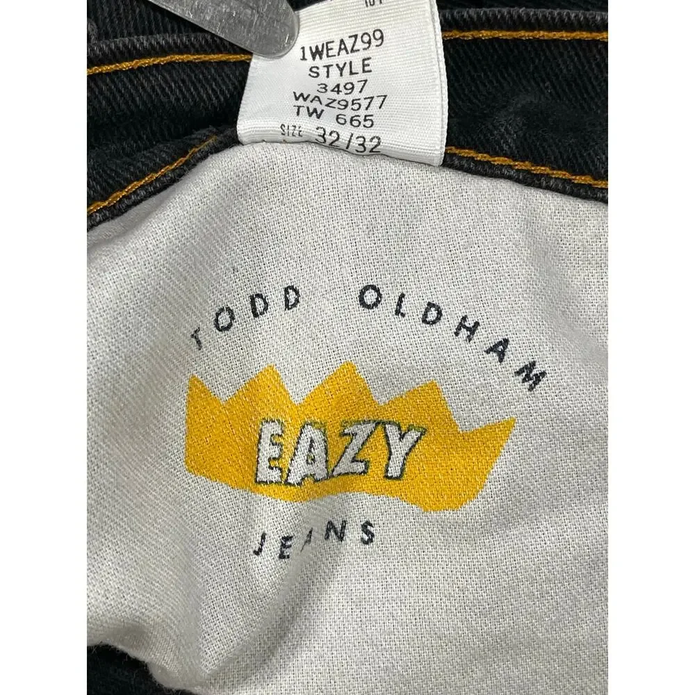 Vintage 90s Todd Oldham Eazy Jeans Dark Wash Relaxed Straight Leg 32x32 EUC
